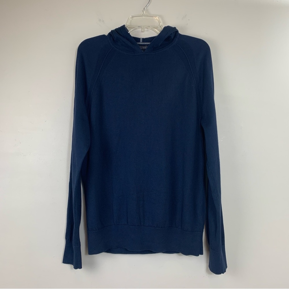 Banana Republic 100% Supima Cotton Men’s Navy Pullover Hoodie-Medium